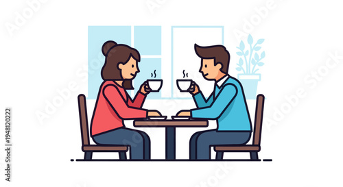 Couple Enjoying Coffee Together at a Table.
