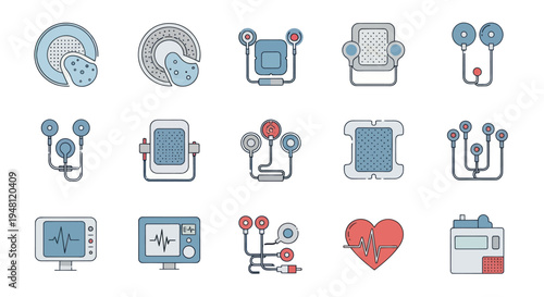Collection of Medical Equipment Icons for Healthcare and Diagnostics.