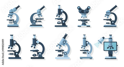 Collection of Diverse Scientific Microscopes for Laboratory Research.