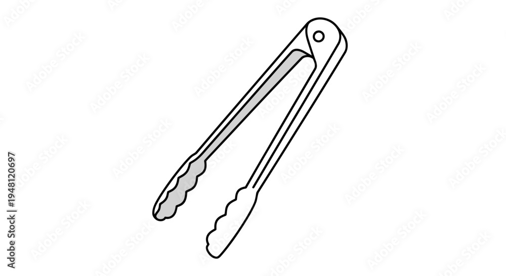 Obraz premium Tongs Image, Vector Illustration, Kitchen Utensil Concept, Food Prep Tool