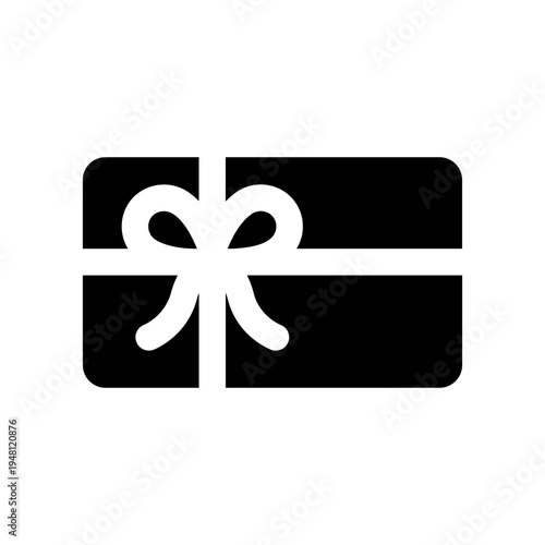 Gift card icon. Black vector gift box icon