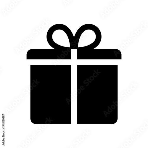 Gift icon. Vector gift box symbol. Birthday present, Christmas gift icon. Black gift box icon.