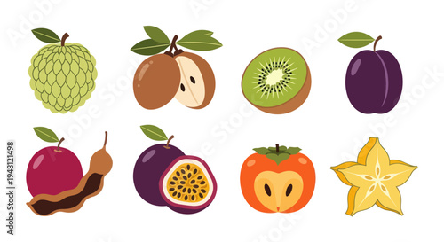 Variety of colorful fruits isolated on white