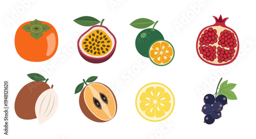 Variety of fresh fruits isolated on white