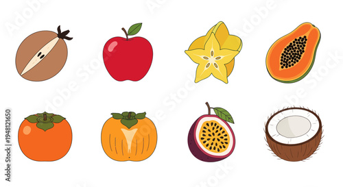 Variety of fresh fruits isolated