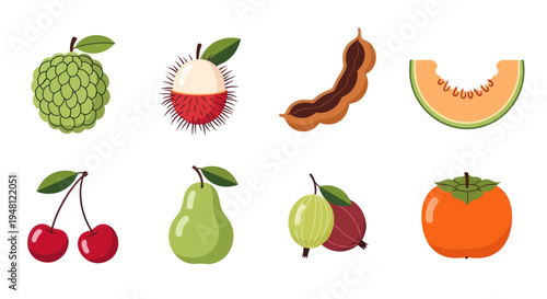 Various colorful fruits on white background