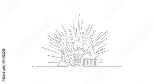 Brain Explosion Science Experiment Line Art