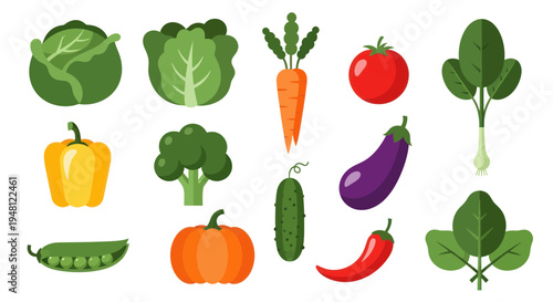 Vegetables collection flat design illustration