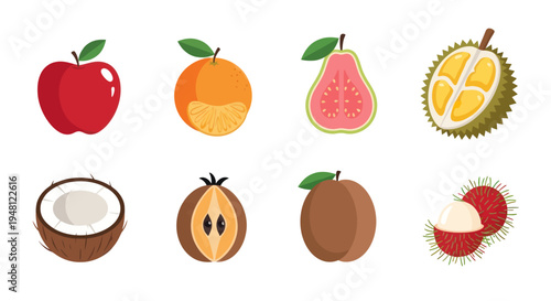 Vibrant fruits fresh colorful and isolated