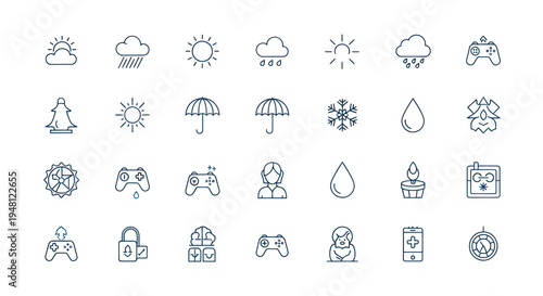 Weather icons and gamepad illustrations
