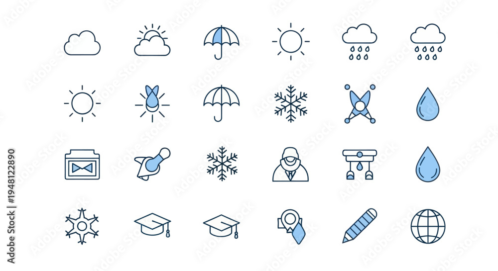 Fototapeta premium Weather icons set vector illustration