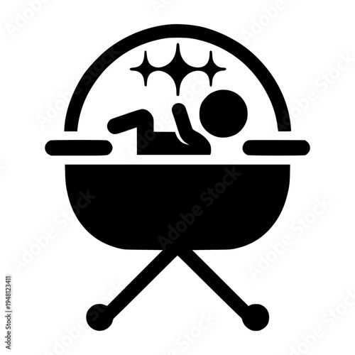 Cradle of Contentment: A serene illustration depicts a newborn baby nestled safely in a cozy cradle.