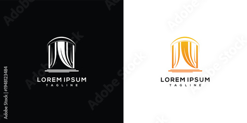 Elegant Archway Curtain Logo - Classic Drapery Design.