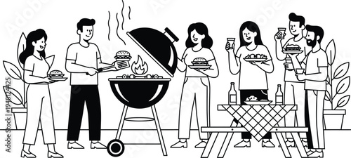 people enjoying barbecue party outdoor