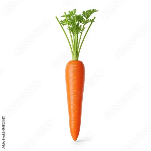 Fresh Orange Carrot with Green Leaves Isolated on White Background
