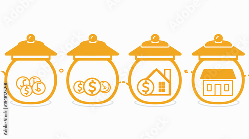Financial planning diagram depicting savings and home purchase concepts
