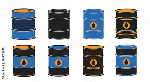 Oil Barrels - A Collection of Industrial Storage Containers.