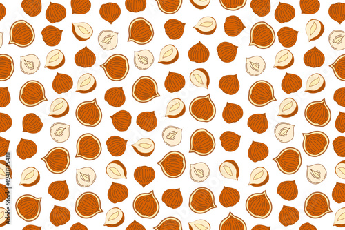 hazelnut Pattern background. seamless pattern hazelnut doodle illustration. doodle hazelnut seamless pattern.