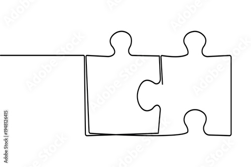 Valokuva Minimalist puzzle element line art illustration isolated on white background for