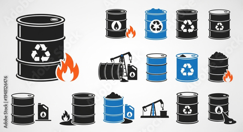 Oil and Recycling - A Collection of Barrels and Pumps.