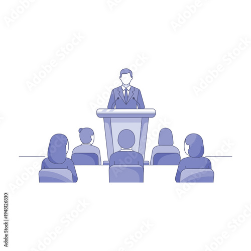 Professional speaker addressing engaged audience in conference setting