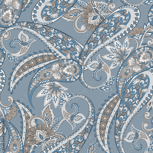 Paisley Floral oriental ethnic Pattern. Seamless Vector Ornament. Damask fabric patterns.