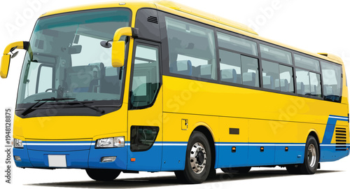 Yellow Bus Isolated on White Background