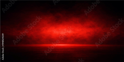 Dramatic abstract red and black background featuring swirling white smoke and fire colors amidst a beautiful sunset cloudscape at dusk