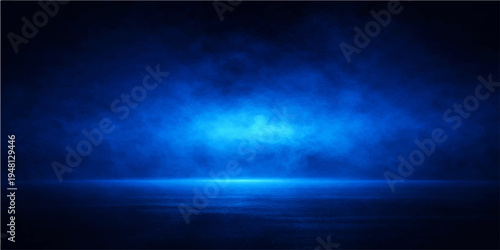 An abstract blue sky background features textures of soft clouds and dark storm fog blending into a deep nature backdrop with subtle light