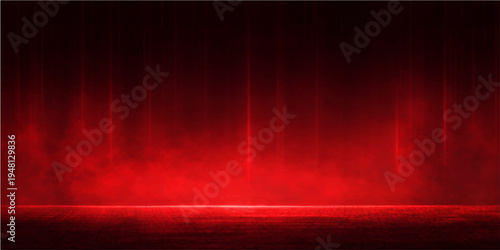 Red stage curtains with a spotlight create a glowing wave design on a dark backdrop featuring futuristic motion lines and shiny texture for a bright artistic wallpaper