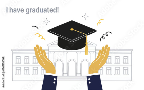 University Graduation Celebration: Academic Achievement and Success Concept Graphic