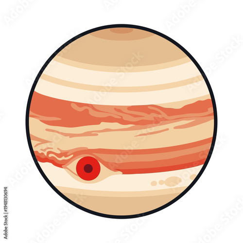 An artistic depiction of the planet Jupiter, showcasing its iconic features and atmospheric bands.