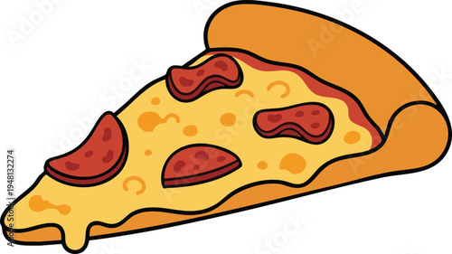 Delicious Pepperoni Pizza Slice Vector Illustration