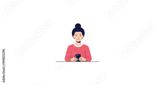 Illustration of a woman with a bun holding a coffee cup