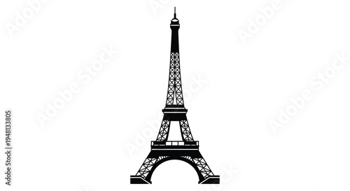 A minimalist black silhouette of the iconic eiffel tower in paris