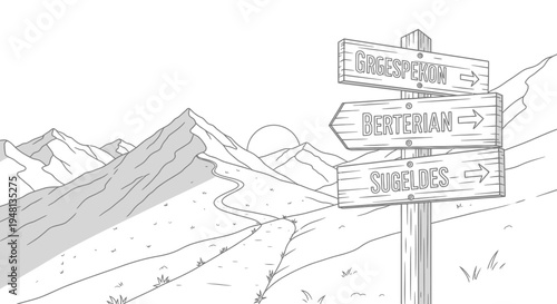 Directional Sign Post with Multiple Arrows.