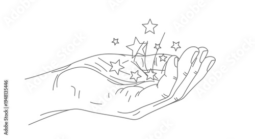 Hand with stars in palm.