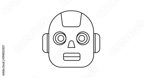 Robot Face Line Drawing Illustration.