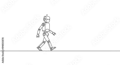 Robot walking on a line.