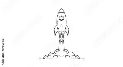 Rocket Ship Launching into Space.