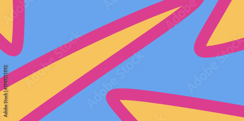 Abstract Geometric Peak Vector Illustration. Sharp pink geometric peaks on blue and yellow background. Bold abstract vector illustration background with aggressive lines for impactful visuals.