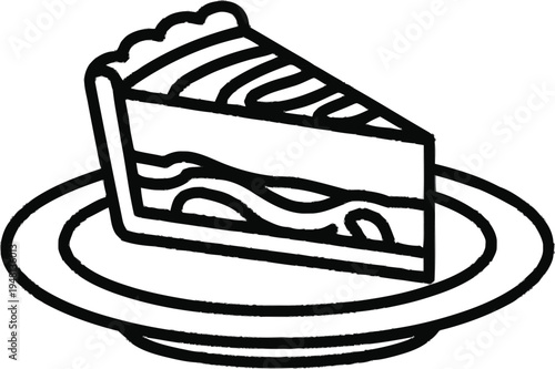 Slice of pie with decorative crust and filling served on round plate dessert pastry sweet treat snack