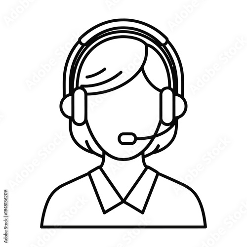 Professional headset wearing customer support representative providing assistance in a clean minimalist corporate environment