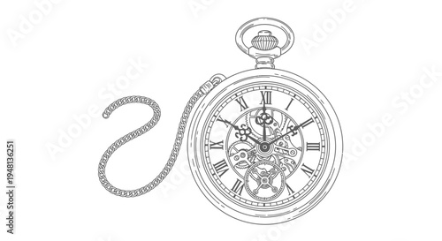 Vintage Pocket Watch with Chain.