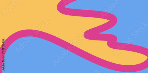 Fluid Organic Shape Vector Illustration. Creative fluid pink shape on blue and yellow background. Contemporary abstract vector illustration background for artistic digital art and branding.