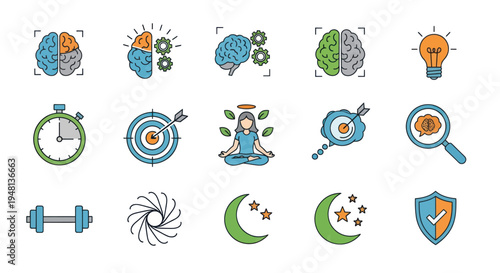 Colorful Vector Icons Representing Various Concepts and Ideas.