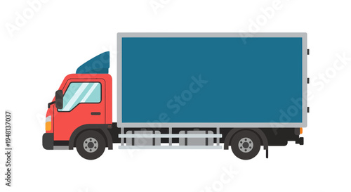 Delivery Truck Image, Vector Illustration, Transportation, Logistics, Cargo, Shipping, Flat Design
