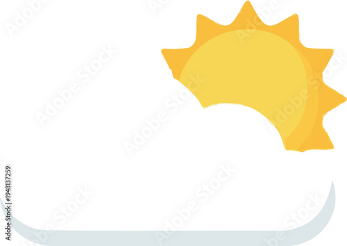 Minimalist partly cloudy weather icon with sun and cloud
