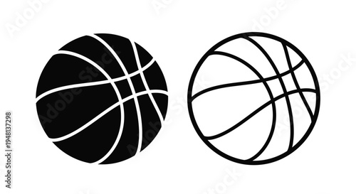 Two basketballs one solid black and one with visible lines