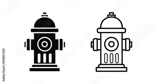 Two depictions of a fire hydrant solid black and outlined styles